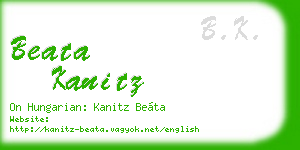 beata kanitz business card
